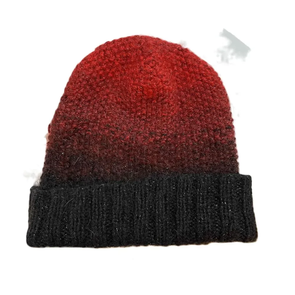 Eugenia Kim Metallic Knit Beanie Hat Color Gradient Folded Cuff‎ Womens
